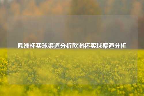 欧洲杯买球渠道分析欧洲杯买球渠道分析