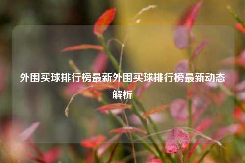 外围买球排行榜最新外围买球排行榜最新动态解析