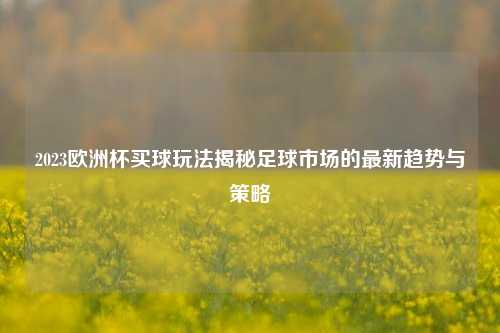 2023欧洲杯买球玩法揭秘足球市场的最新趋势与策略