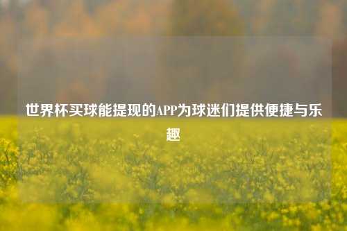 世界杯买球能提现的APP为球迷们提供便捷与乐趣