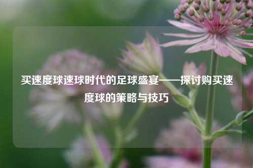 买速度球速球时代的足球盛宴——探讨购买速度球的策略与技巧