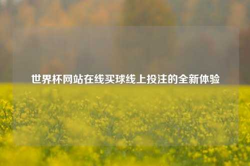 世界杯网站在线买球线上投注的全新体验