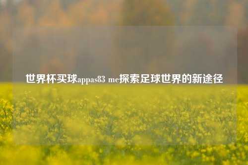 世界杯买球appas83 me探索足球世界的新途径