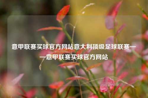 意甲联赛买球官方网站意大利顶级足球联赛——意甲联赛买球官方网站