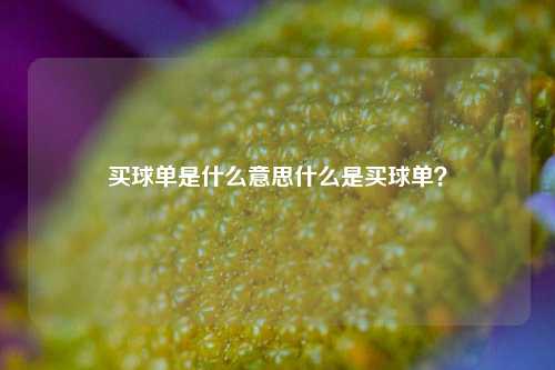 买球单是什么意思什么是买球单？